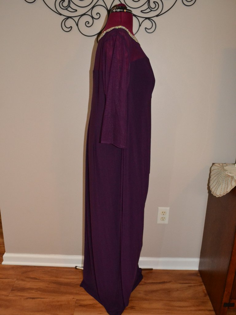 Alex Evenings New Eggplant Formal Illusion Embellished Neck Ruched Gown, 22w — image 8 of 8